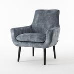 Adam fauteuil zwart stof aurora velours aqua | Webshop