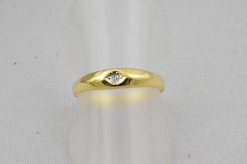 14 karaat gouden ring met Diamant 1195-G, Sieraden, Tassen en Uiterlijk, Ringen, Gebruikt, Dame, 17 tot 18, Goud, Goud, Met edelsteen