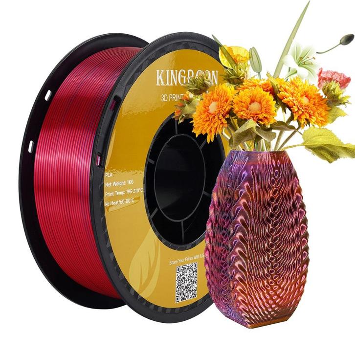 Kingroon Red/Golden/Blue Silk Filament 1.75mm, Computers en Software, 3D-printerbenodigheden, Nieuw, Ophalen of Verzenden