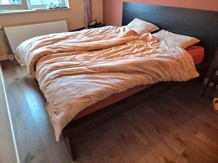 Ikea Malm bed 180x200 bruinzwart met lades, Huis en Inrichting, Slaapkamer | Bedden, Gebruikt, Tweepersoons, 180 cm, 200 cm, Hout