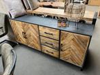 Magazijn leegverkoop dressoir zwart Mangohout visgraat bruin, Nieuw, Ophalen of Verzenden, Info@wkhome.nl, Argonweg 20 Amersfoort