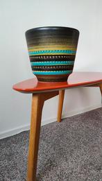 zeldzame bloempot W.Germany 700/18 keramiek zwart turquoise, Tuin en Terras, Rond, Binnen, Ophalen of Verzenden, Zo goed als nieuw