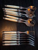 Laguiole Style de Vie parelmoer Vork + Lepel (6x), Ophalen of Verzenden, Zo goed als nieuw, Rvs of Chroom, Vaatwasserbestendig