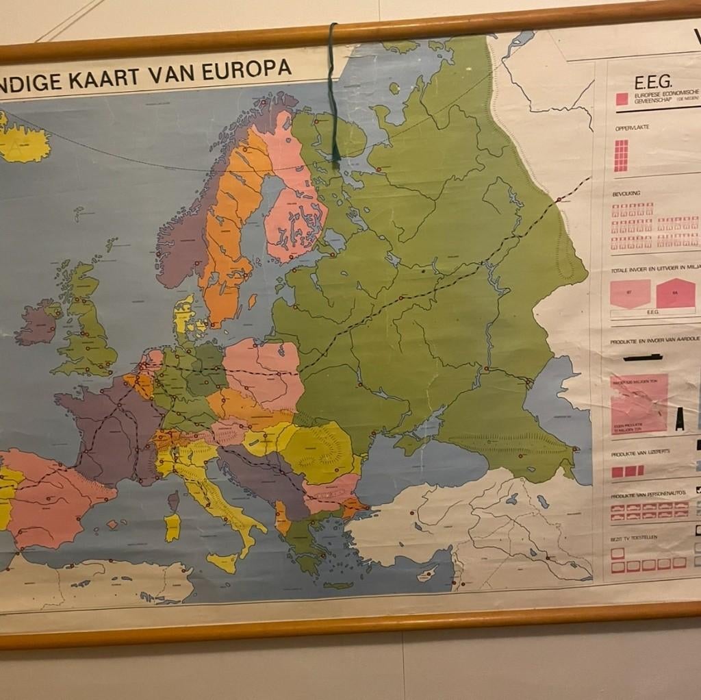 Oude schoolkaart Europa, Antiek en Kunst, Antiek | Schoolplaten, Ophalen, Aardrijkskunde