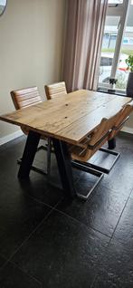 Eettafel met stoelen, Huis en Inrichting, Tafels | Eettafels, Ophalen, Gebruikt, Overige materialen, 50 tot 100 cm
