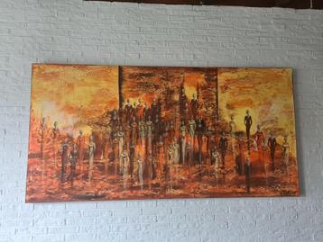 MOOI GROOT SCHILDERIJ ' de Klas' 200 x 100 cm beschikbaar voor biedingen