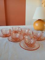 Vintage Rosaline kop en schotel France roze persglas, Antiek en Kunst, Ophalen of Verzenden
