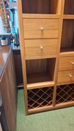 Smalle hoge kast met lades en wijnrek | 228,5 cm hoog, Ophalen, Zo goed als nieuw, 25 tot 50 cm