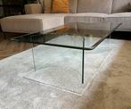 Design glazen salontafel, Huis en Inrichting, Tafels | Salontafels, Ophalen, Gebruikt, 100 tot 150 cm, 50 tot 100 cm
