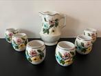 Servies set melkkan met 6 bekers bloemenpatroon, Huis en Inrichting, Gebruikt, Ophalen of Verzenden, Overige stijlen, Porselein