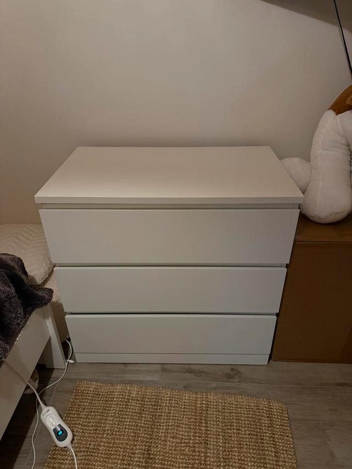 MALM ladekast – 3 lades, wit (IKEA) – 80x78 cm, Huis en Inrichting, Kasten | Ladekasten, Zo goed als nieuw, Minder dan 100 cm