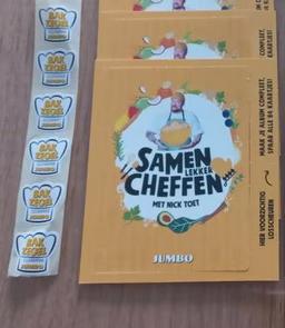 8 Jumbo bakzegels en 65 samen cheffen dichte pakjes/kaartjes, Verzamelen, Supermarktacties, Jumbo, Ophalen of Verzenden