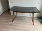 Donker gerookte glazen tafel, Huis en Inrichting, Tafels | Eettafels, Ophalen, 50 tot 100 cm, Rechthoekig, Glas