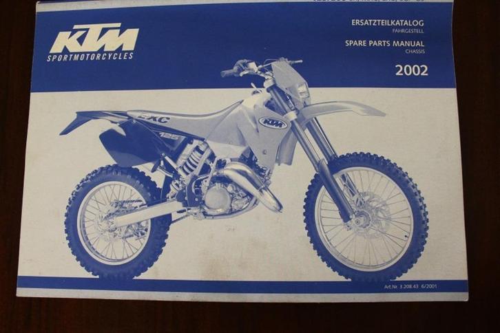 KTM 125 / 200 SX MX XC EXC SGP-GS 2002 parts list cahssis, Motoren, Handleidingen en Instructieboekjes, Overige merken, Ophalen of Verzenden