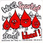 Sticker bloeddonor (6) Wees sportief, geef Bloed Den Haag, Verzamelen, Verzenden, Zo goed als nieuw, Overige typen