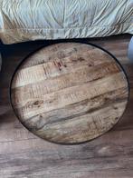Mangohouten salontafel, Huis en Inrichting, Tafels | Salontafels, Ophalen, 50 tot 100 cm, Rond, Zo goed als nieuw