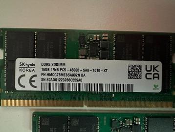 SK HYNIX DDR5 16GB 4800mhz SODIMM | 32GB voor 50eu beschikbaar voor biedingen