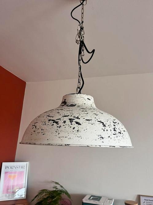 Industriële hanglamp – wit met zwarte vintage look, Huis en Inrichting, Lampen | Hanglampen, Gebruikt, Ophalen of Verzenden