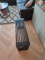 Zwart houten bankje, Ophalen, Tweepersoons, Zo goed als nieuw, Minder dan 150 cm