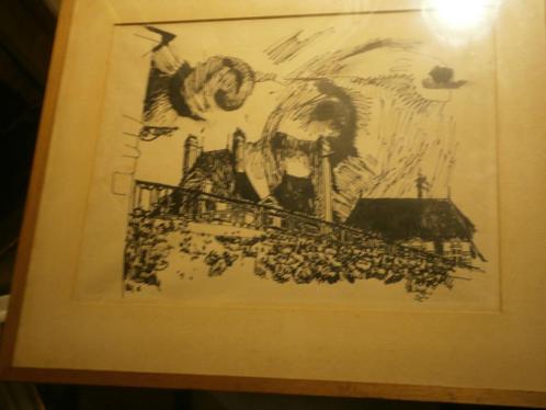 Charles Eyck, ?? Station   ?? Met grote rookpluimen. ?, Antiek en Kunst, Kunst | Etsen en Gravures, Ophalen