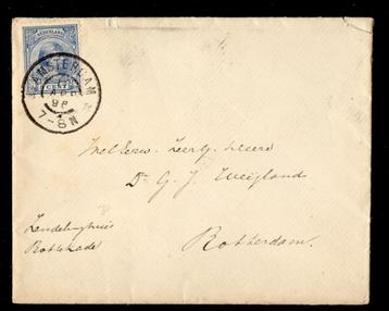 Envelop; van Amsterdam naar Rotterdam op 13-4-1896     beschikbaar voor biedingen