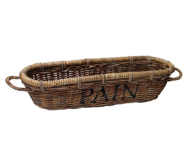 Stokbroodmand met opdruk Pain en Bread, Huis en Inrichting, Woonaccessoires | Schalen en Manden, Nieuw, Rechthoekig, Riet, Ophalen of Verzenden