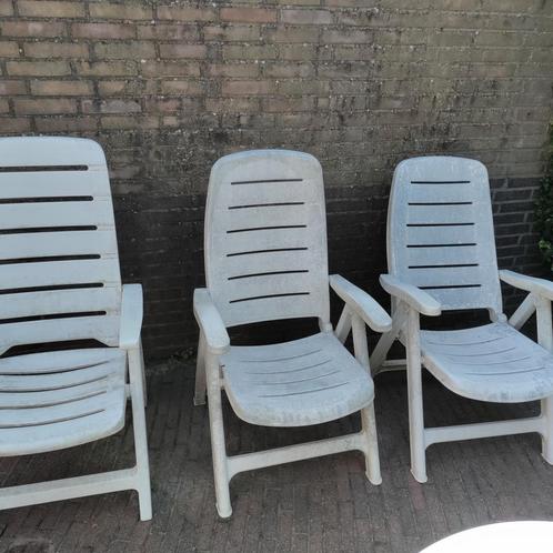 TUINSTOELEN,Wit,Palermo Kettler,Flair,Kunststof,3 stuks, Tuin en Terras, Tuinstoelen, Gebruikt, Kunststof, Ophalen