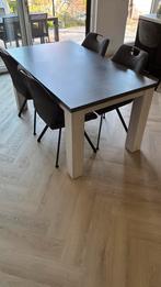 Eettafel 159 x 90 met 4 stoelen, Huis en Inrichting, Tafels | Eettafels, Ophalen, Gebruikt, 50 tot 100 cm, Vijf personen of meer