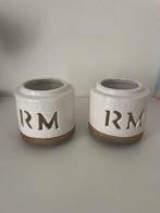 2 mooie aardewerk RM waxinelichtjes branders Riviera Maison, Ophalen of Verzenden, Zo goed als nieuw