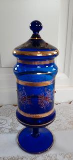Mooie vintage vaas blauw glas, Antiek en Kunst, Ophalen of Verzenden