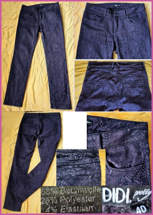DIDI paarse broek met embossing effect maat 40 zgan, Kleding | Dames, Broeken en Pantalons, Zo goed als nieuw, Maat 38/40 (M)