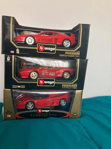 3x BBURAGO Ferarri. 1x Testarossa, 1x GTO, 1x F50 beschikbaar voor biedingen
