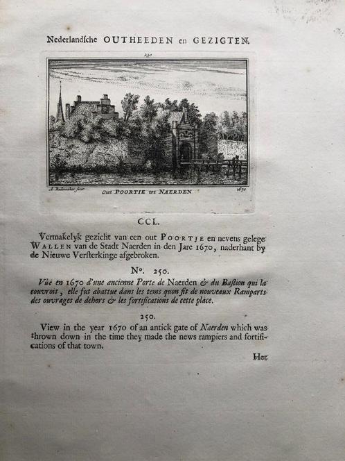 250 / Naarden Oud Poortje Kopergravure 1732, Antiek en Kunst, Kunst | Etsen en Gravures, Ophalen of Verzenden