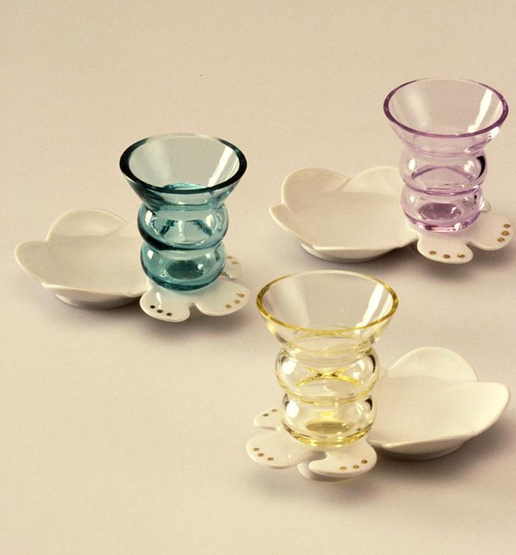 Set van 2 porseleinen schaaltjes met glaasje van Borek Sipek, Antiek en Kunst, Kunst | Designobjecten, Ophalen of Verzenden