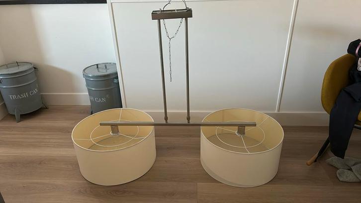 Home Sweet Home hanglamp met witte Kappen, Huis en Inrichting, Lampen | Vloerlampen, Gebruikt, 100 tot 150 cm, Metaal, Ophalen