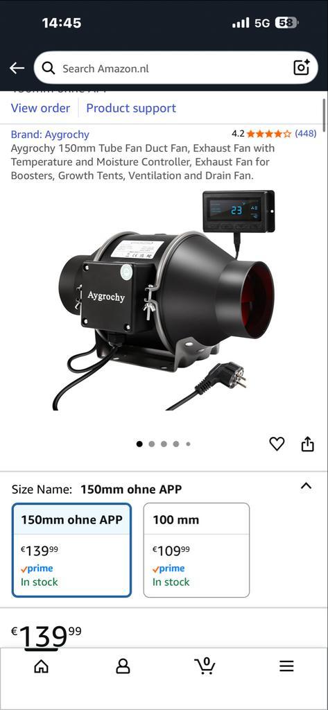 Ventilator met temperatuur/vochtigheid sensor, Doe-het-zelf en Verbouw, Ventilatie en Afzuiging, Zo goed als nieuw, Ventilator