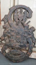 Antiek Gietijzeren ornament met oa 2 leeuwen
en n toren, Ophalen of Verzenden