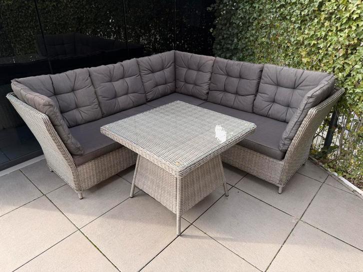 Zo goed als nieuwe 5-persoons wicker tuinset incl eettafel, Tuin en Terras, Tuinsets en Loungesets, Zo goed als nieuw, Loungeset