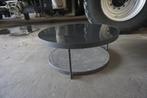 Zwarte salontafel glazen blad, Ophalen, Gebruikt, 50 tot 100 cm, Rond