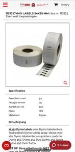 Dymo Labels 11352 - 54x25mm - 20 rollen, Computers en Software, Labelprinters, Ophalen of Verzenden, Nieuw, Etiket