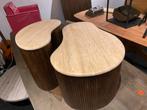 Bijzettafel Set Travertin/Mango Hout - Organisch, Ophalen, Minder dan 45 cm, Minder dan 55 cm, Nieuw
