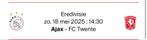 Ajax-Twente gezocht zuid H(fside), Tickets en Kaartjes, Sport | Voetbal, Eén persoon, Mei