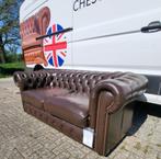 Chesterfield bank bruin leer model Sandhurst in nieuwstaat, Ophalen, Gebruikt, 75 tot 100 cm, Tweepersoons