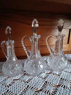 3 Glazen Karaffen, Gegraveerd & Gedecoreerd, Puntgaaf, Ophalen of Verzenden