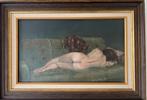 Harry Maas olieverf, naakte dame liggend op de bank, Antiek en Kunst, Kunst | Schilderijen | Klassiek, Ophalen of Verzenden