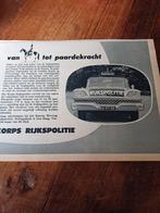 Advertentie korps Rijkspolitie van paard tot paardekracht, Verzamelen, Ophalen of Verzenden, Landmacht, Nederland, Embleem of Badge