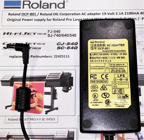 Roland DC-801 19V 2.1A 40W Adapter EGX-20 Engraver 3D Stika, Computers en Software, Printerbenodigdheden, Zo goed als nieuw, Printerkabel