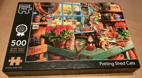 Puzzel Potting shed cats - 500 stukjes, Hobby en Vrije tijd, Denksport en Puzzels, Gebruikt, Ophalen of Verzenden