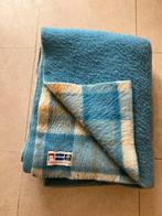 Didas retro deken wol ruit licht blauw beige geel 191*229 cm, Ophalen of Verzenden, Gebruikt