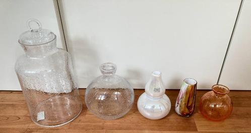 4x NIEUWE  Fidrio vazen + een unieke Fidrio Bubbles candypot, Huis en Inrichting, Woonaccessoires | Vazen, Nieuw, Minder dan 50 cm